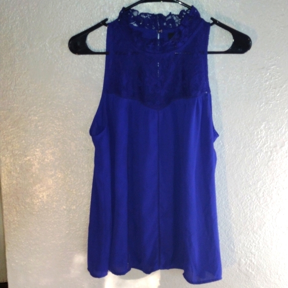 Worthington Sleeveless Royal Blue Dress Top with Lace Detail PL - Picture 1 of 5